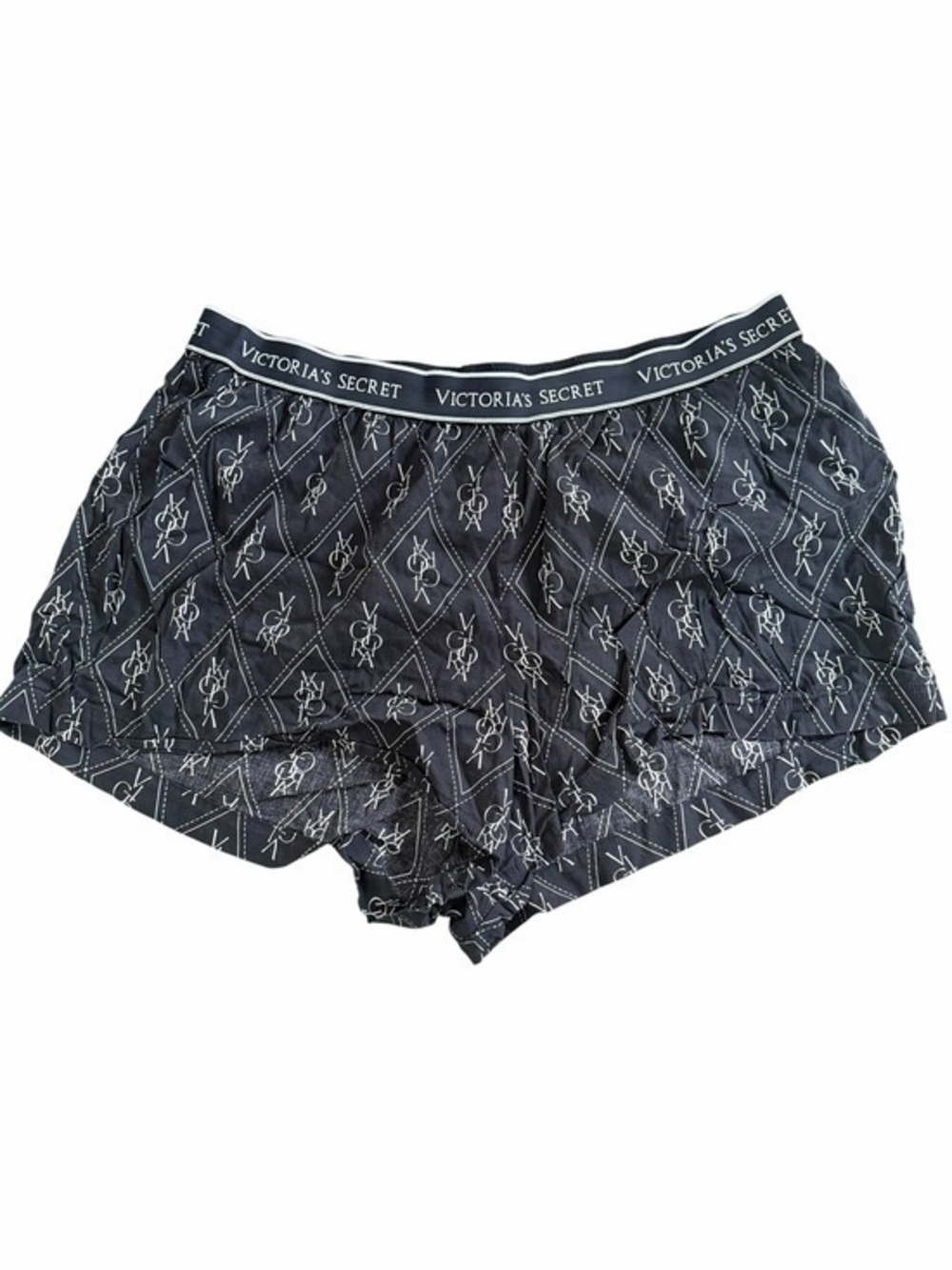 Victoria's Secret Black Sleep Shorts with White Logo Print